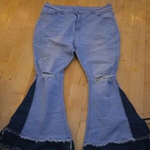Source Unknown Two-Tone Flare Jeans